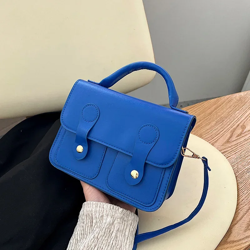 

Women's Bag Summer Fashion Blue Hand-held Small Square Bag All-match Ins Simple Shoulder Messenger Bag Wallet 명품동전지갑