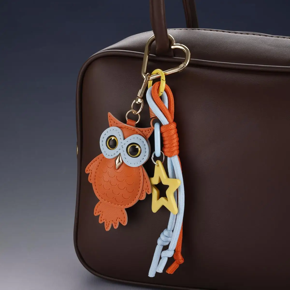 

Macaron-colored owl bag charm cartoon and cute key chain pendant leather accessory
