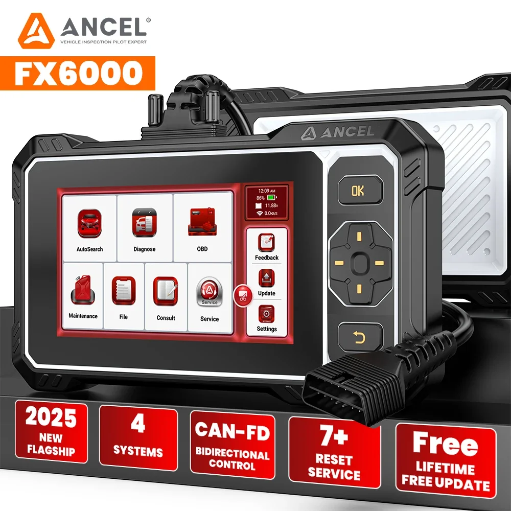 

2025 ANCEL FX6000 OBD2 Automotive Scanner ABS SRS Diagnostic Tool Bi-Directionl CANFD BMS EPB OIL Reset Lifetime Free Update