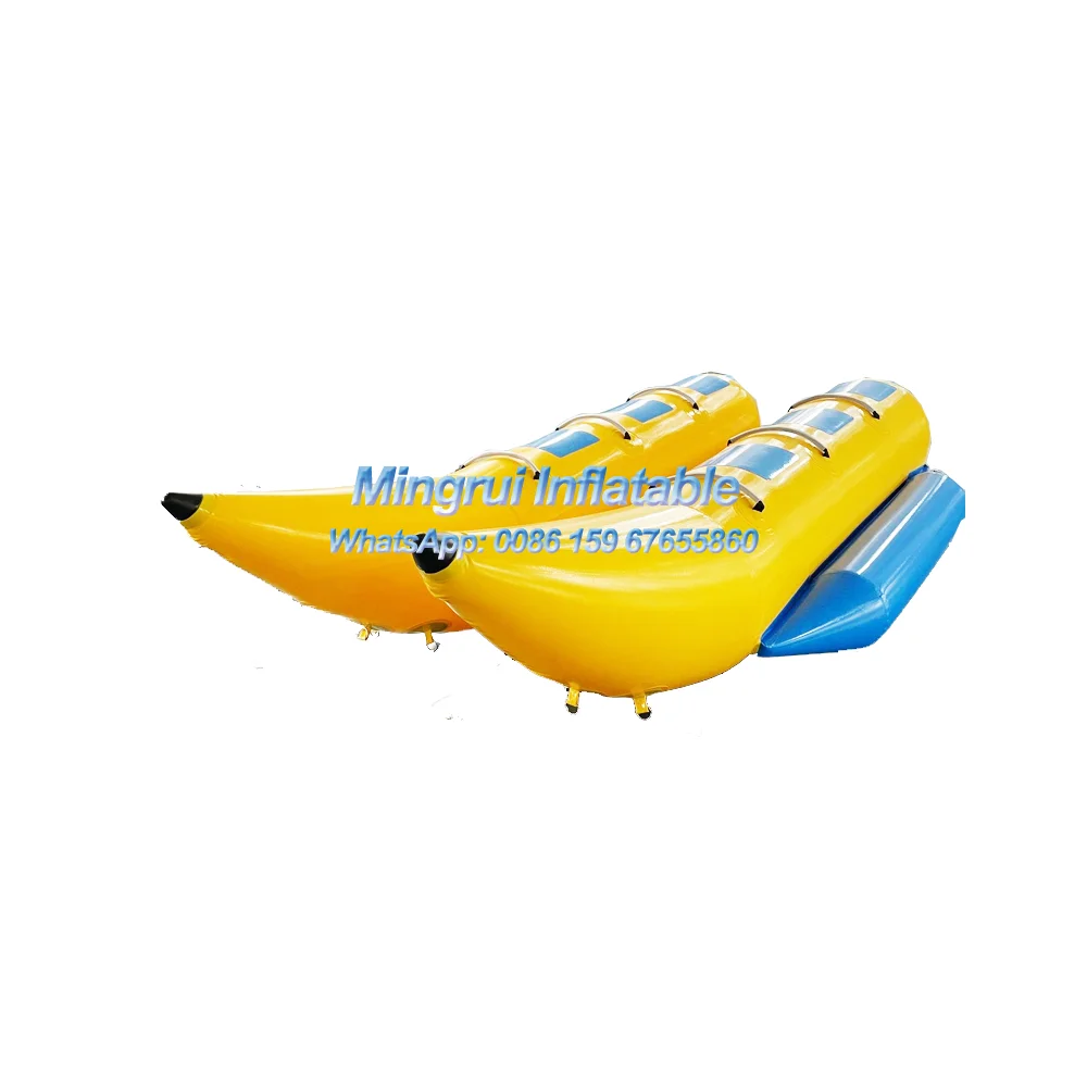 

Inflatable Yellow and Blue Banana Boat, Water Park Games, Flying Fish Towable Tube, 6 Seat, Hot Sale