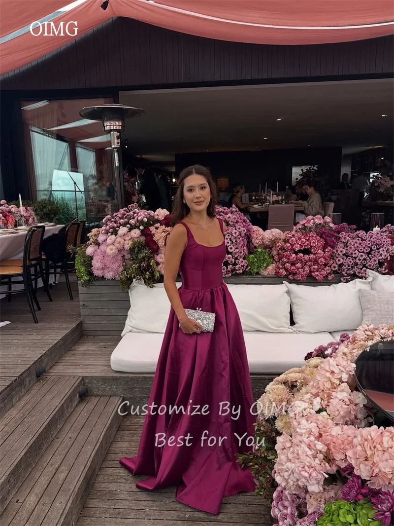 OIMG Purple Wide Strap A Line Prom Gowns Backless Formal Party Gown Floor Length Evening Dress vestidos de gala Customized image 3