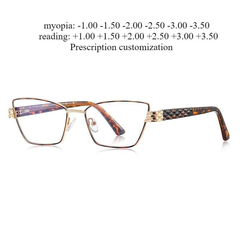 

55-16 Новая металлическая маленькая оправа для очков с изображением кота, женские очки для чтения с защитой от синего света, близорукость, настройка по рецепту