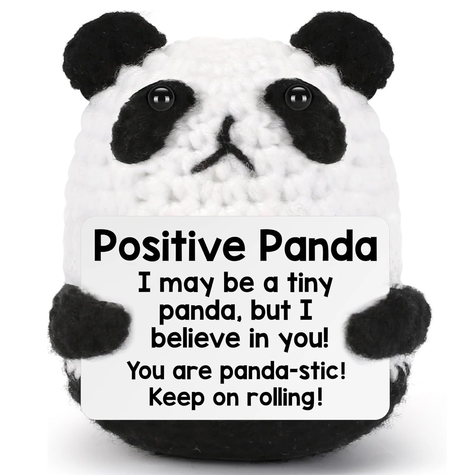 1 muñeco de ganchillo de panda de energía positiva, un regalo de animal inspirador y de apoyo, un juguete de peluche de apoyo emocional, un regalo de cumpleaños o de San Valentín para mujeres, hombres, colegas, amigos y adolescentes