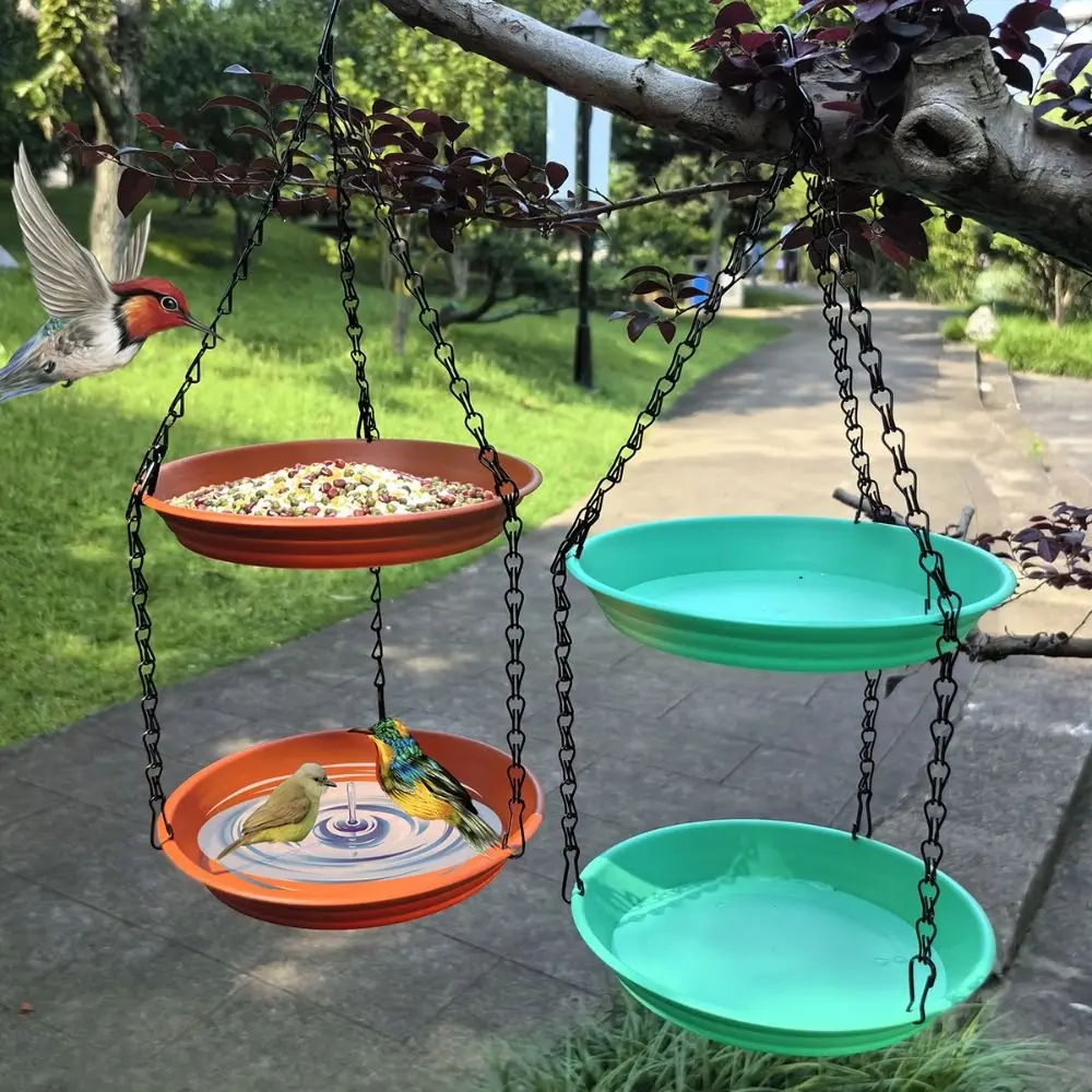 

Hanging Double Layer Bird Feeder Large Capacity Durable Bird Water Bowl Dual-purpose Convenient Bird Tray Platform Feeder Garden