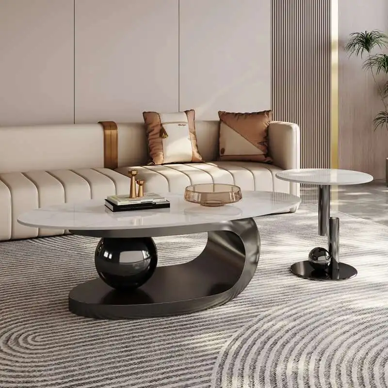 

Rock Slab Luxury Coffee Table Modern Minimalist Household Italian Living Room Designer Oval Coffee Table Couchtisch Furniture