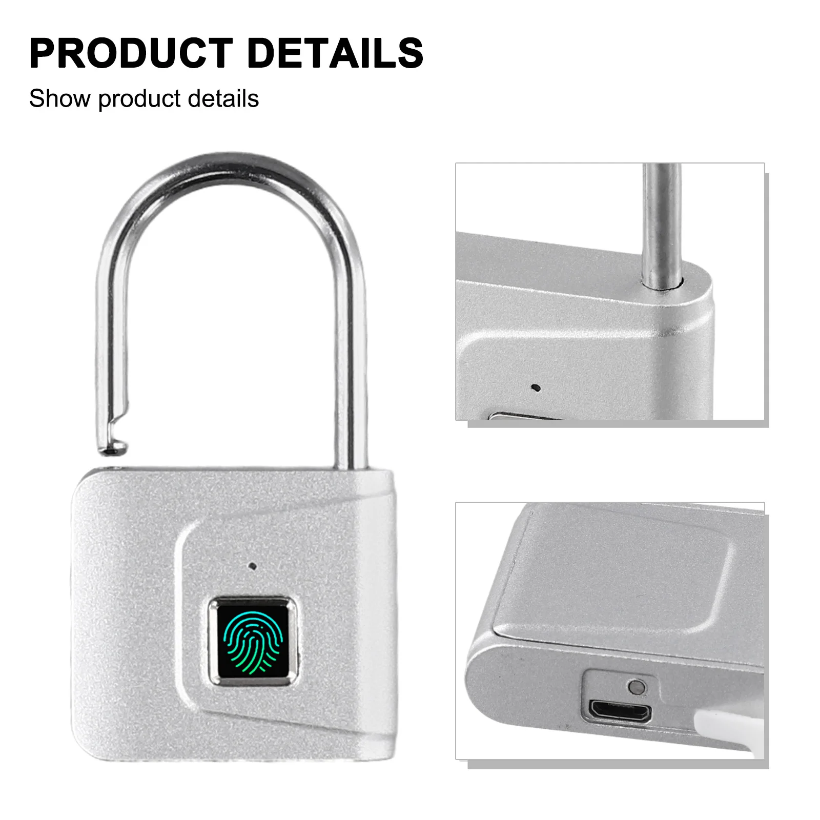 Exclusive Key Fingerprint Lock Lock With Fingerprint One-touch Unlock USB Data Cable Water-resistant USB Silicone Pad