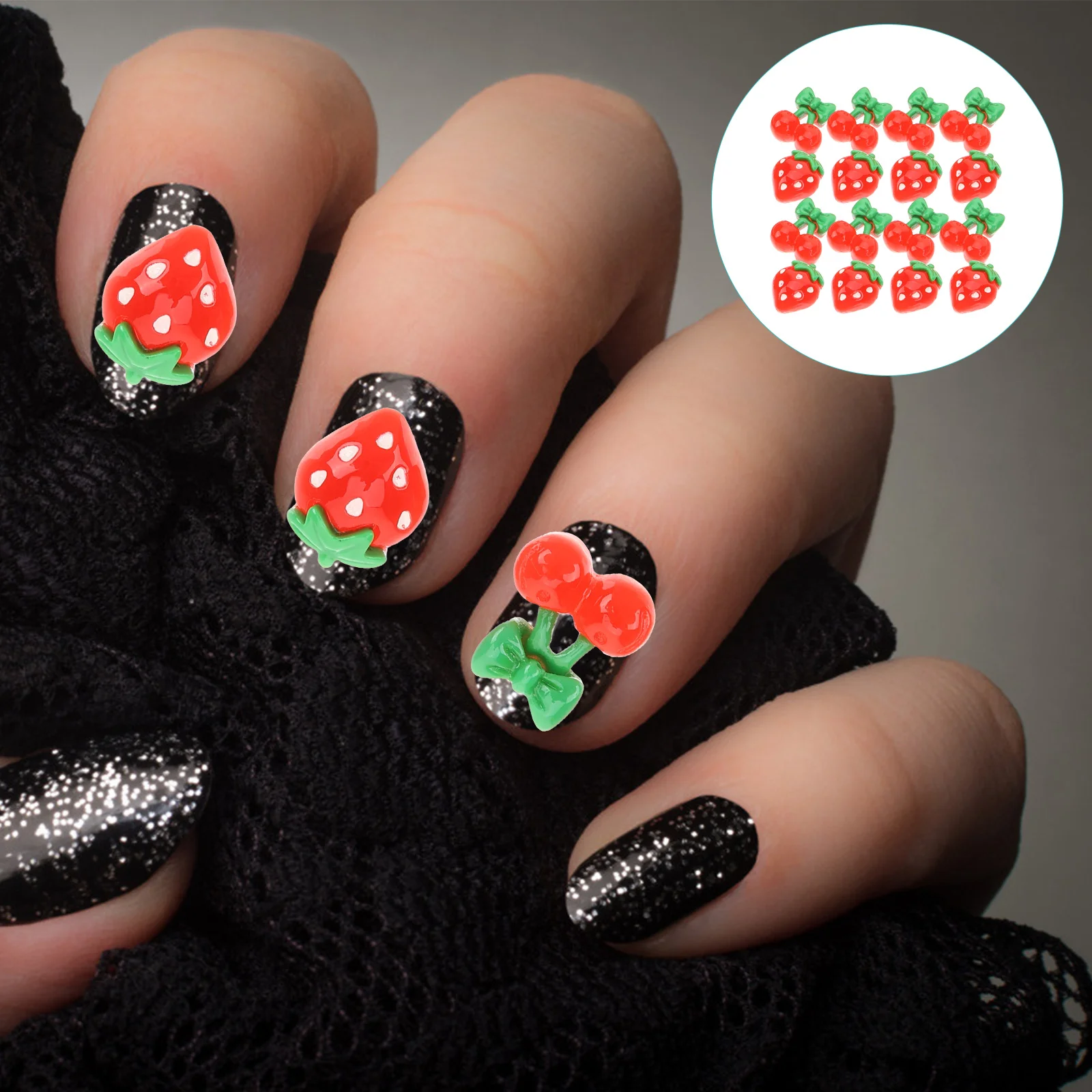 60 uds. Suministros para decoración de uñas con forma de fruta, decoraciones elegantes de frutas, efectos llamativos, herramientas manuales para artesano, suministros para decoración de uñas