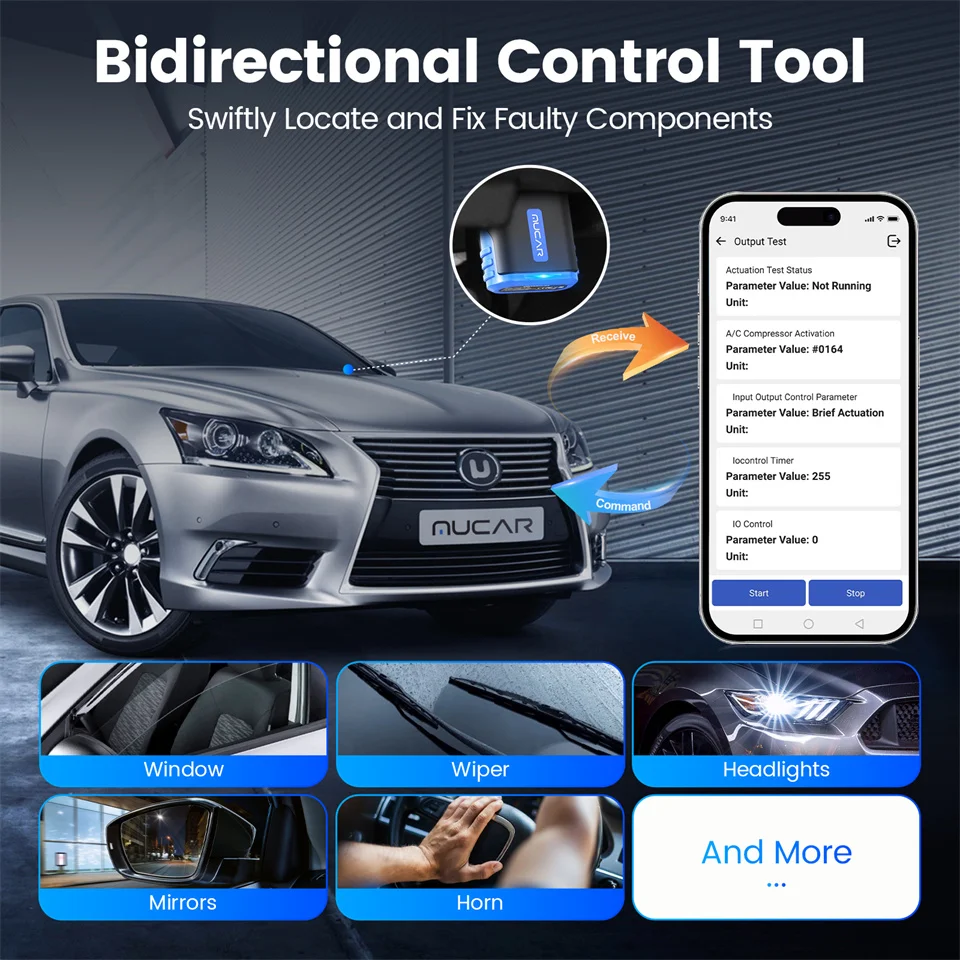 MUCAR Driverscan Car Diagnostic Sanner Full System Car Code Reader 15 Reset Bidirectional Control OBD2 Scanner VS Thinkdiag Mini