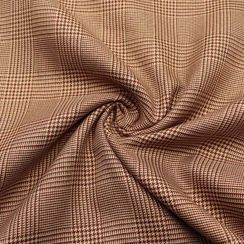 1pc Vintage Houndstooth Brown Plaid Linen Fabric-57x19.68inch(145x50cm) Craft Fabrics DIY Handmade Projects Doll Clothes Fabric