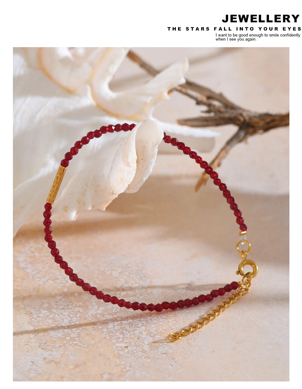 Yhpup Ancora Ankela Roter Kristall Dünnes Armband Beliebte Mode Exquisites Armband Edelstahlperlen Handgefertigter Schmuck – Detail 12