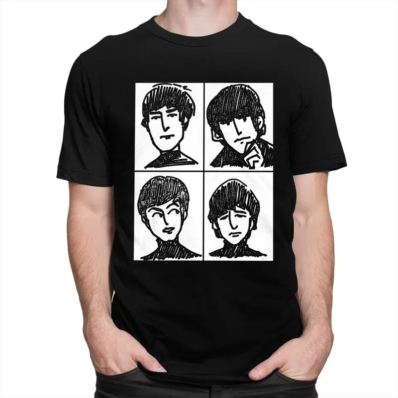 Custom Heavy Metal Rock The Beatle Tshirts for Men Short Sleeves Leisure T Shirt Cool T-shirts Slim Fit Pure Cotton Tees Gift