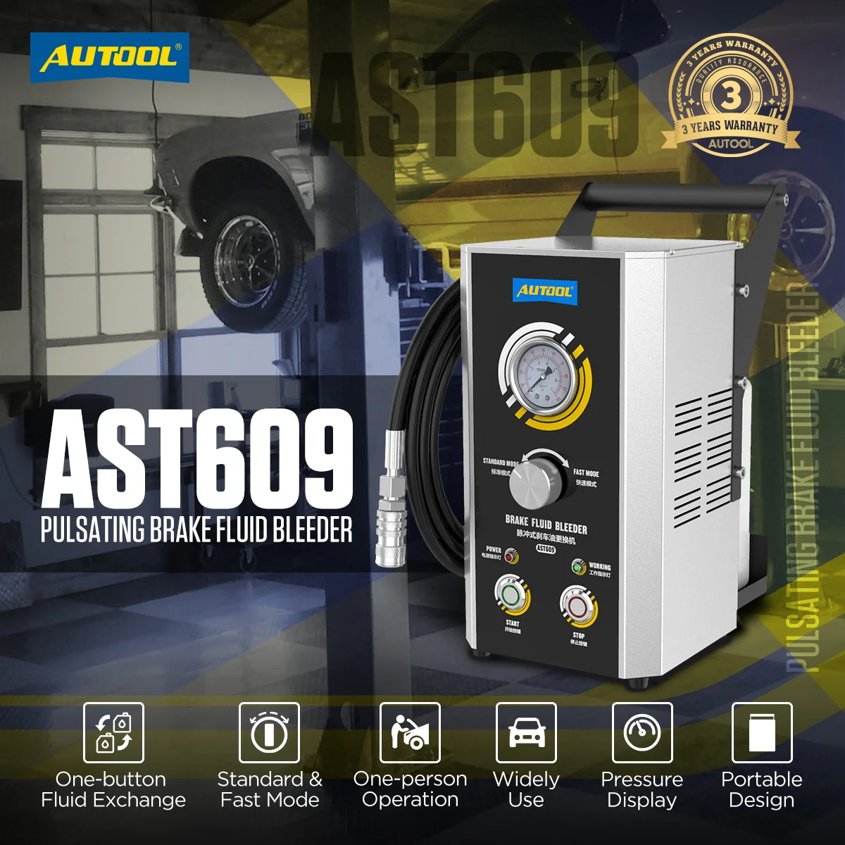 AUTOOL AST609 Automobiles changeur de liquide de frein pulsant 110/220V voiture poulsant frein purgeur extracteur pompe à huile Machine