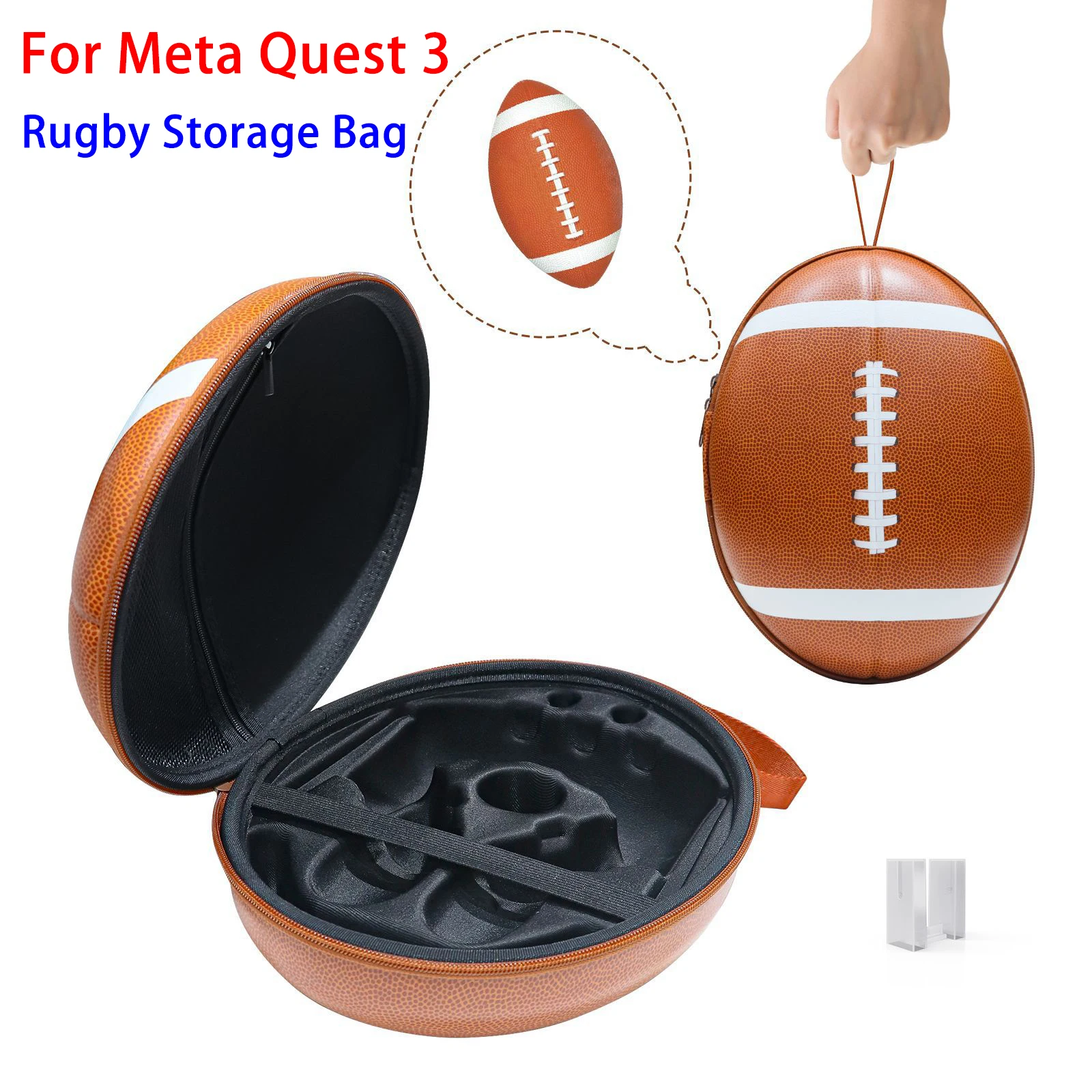 For Meta Quest3 VR Headset Storage Bag Rugby Shaped Hard Larger Capacity Storage Box For Oculus Quest 3 Console Carrying Case