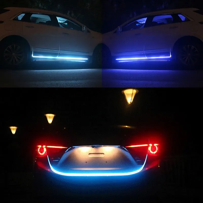 LED Car Daytime Running Light DRL With Turn Signal Lamp Car Hood Decorative Light Strip With Start Scan Meteor Dynamic 12V image 3