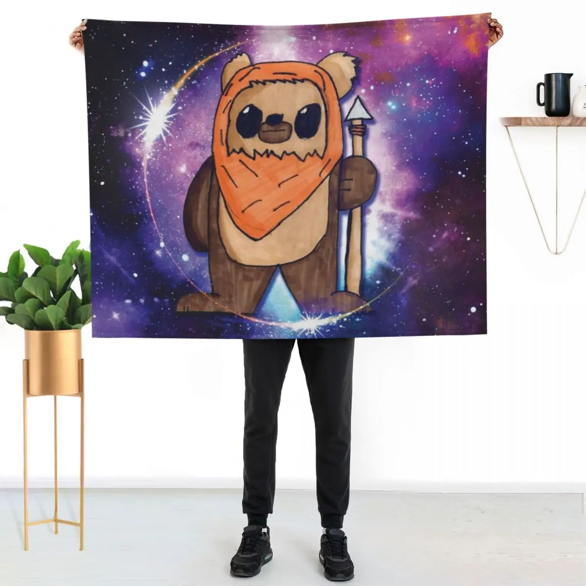 

Space Galaxy Ewok Bear Throw Blanket Foldable Soft Warm Blanket for Outdoor Use