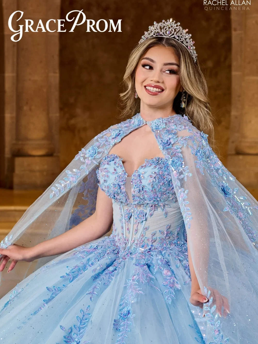 

Romantic Sky Blue Quinceanera Dress Vintage Sweetheart 3D Floral Appliques Tulle Matching Floral Glitter Tulle Ball Gown