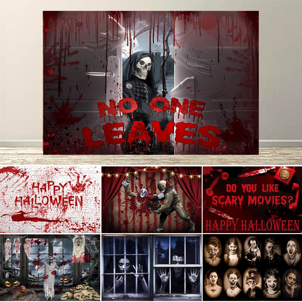 

Horror Halloween Backdrop Bloody Halloween Party Decor Banner Dripping Blood Ghost Shadow Party Supplies Photography Background