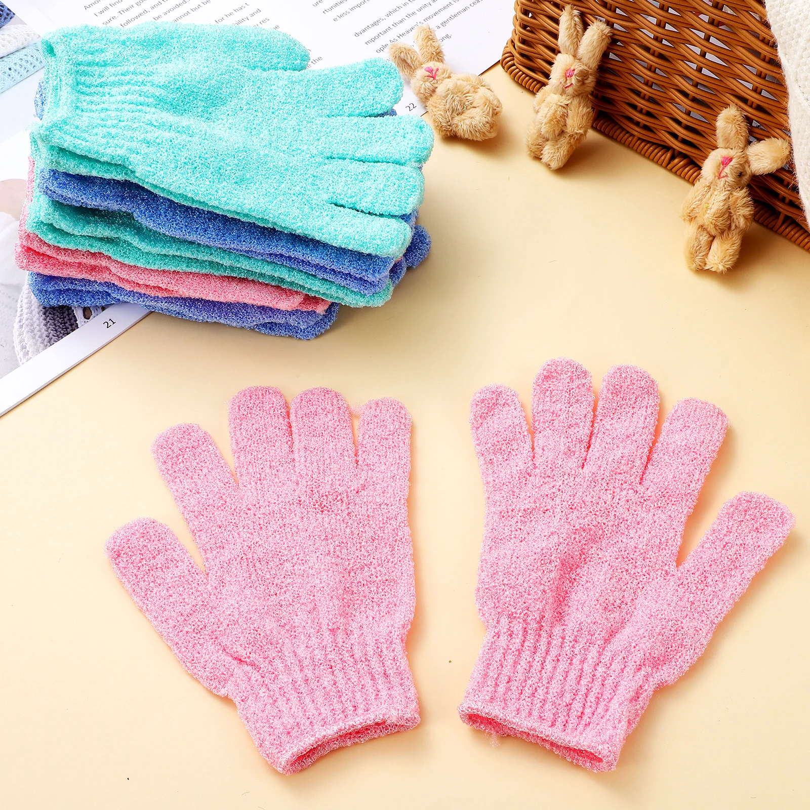 

Exfoliating Gloves Double Sided Body Scrub Bath Gloves Strong Cleaning Massage Shower Use For Women Body Exfoliator