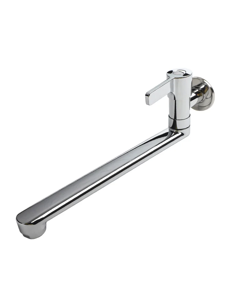 Wall Mounted Rotatable Extended Faucet Stainless Steel Single Cold Water Tap Long Reach Sprayer For Bathroom Kitchen Pool Washin