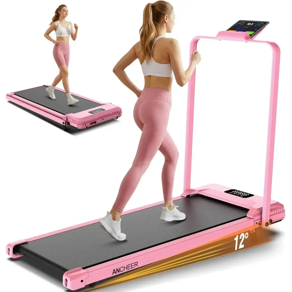 Portable 3.0 HP Treadmill with 12% Incline, 320 lbs Capacity, Wide Belt for Desk or Home Use