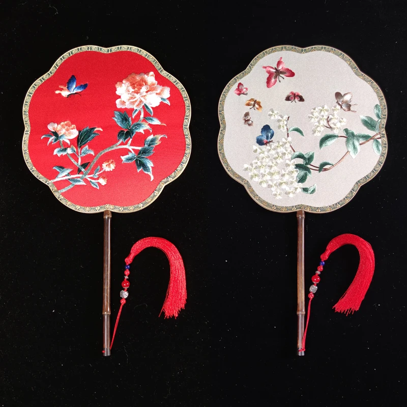 Suzhou Double Sided Embroidery Classical Decorative Fan Hanfu Dance Fan Women's Long Handle Bamboo Embroidery Round Fan LE250 - Image 4