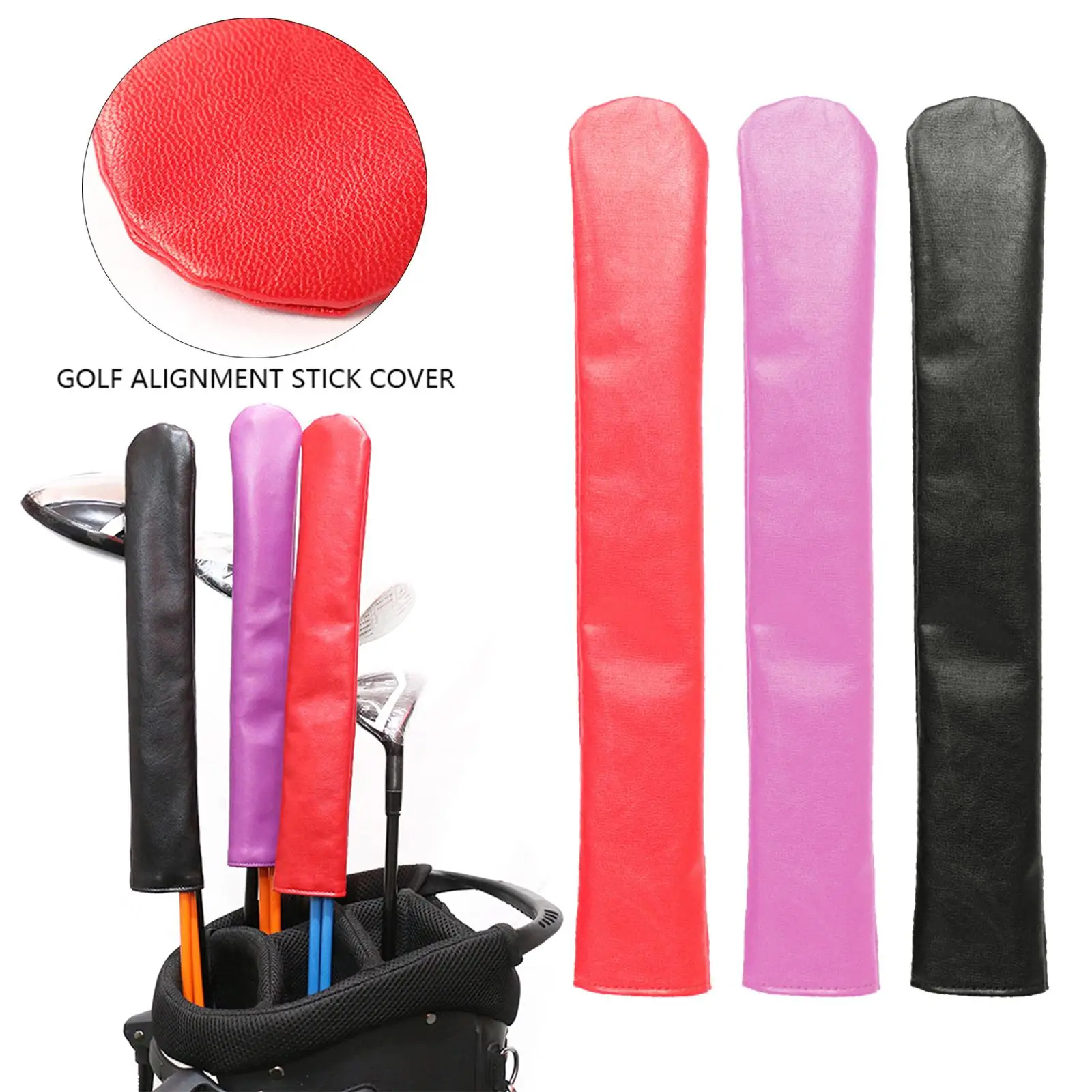 Golf Alignment Schutzhülle, Golf Headcover Holder, Least 2 Sticks, PU Leather Rods Holder Waterproof 33x5.8cm Leather Cover