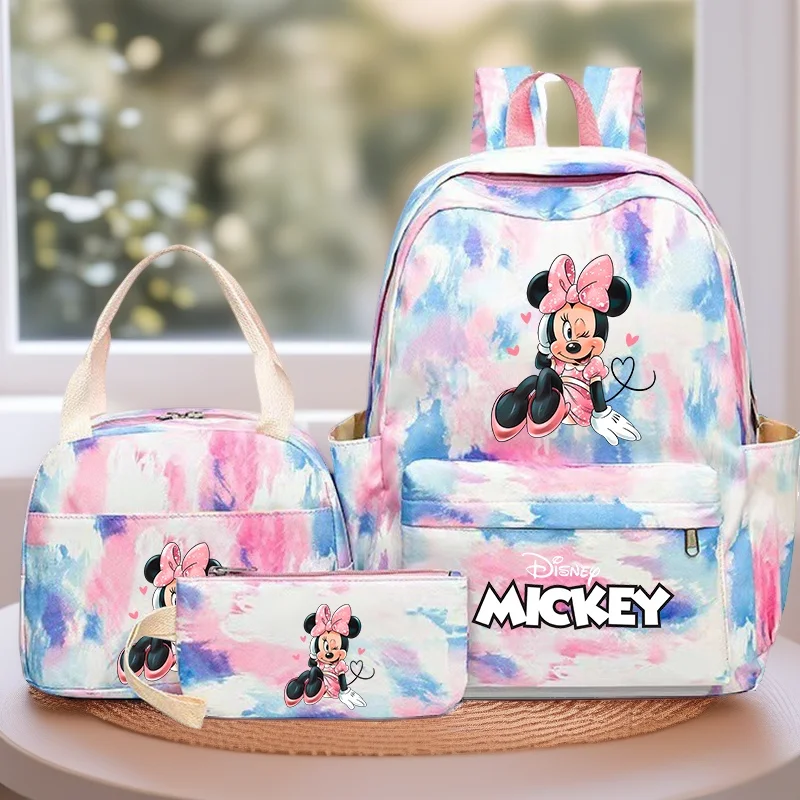 

3Pcs Mickey Minnie Mouse Backpack Set Pen Lunch Bag Lightweight Large Capacity Cartoon Back-to-school Outdoor Travel Gift