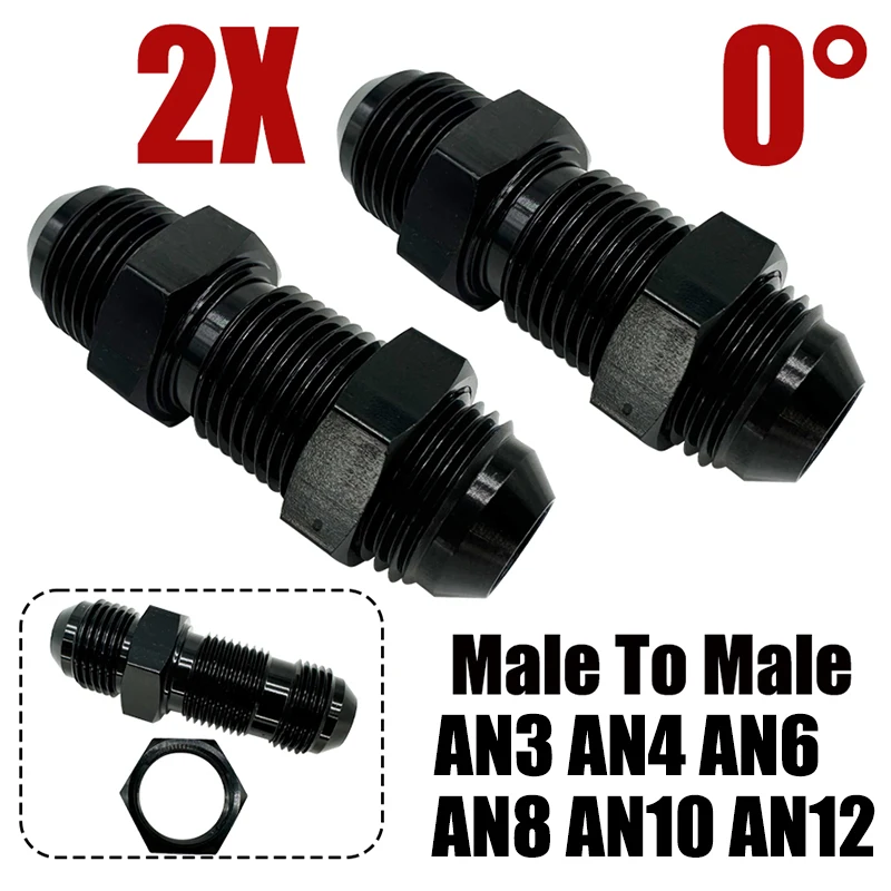 2X 3AN 4AN 6AN 8AN 10AN 12AN 0 Degree Male To Male Flare Bulkhead Fitting Aluminum Straight Adapter With Nut For Tab or Wirewall