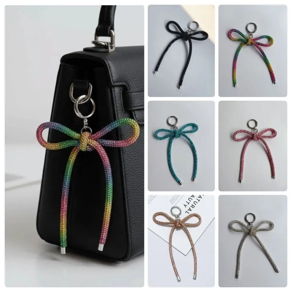 Sparkling Diamond Butterfly Knot Rope Colorful Korean Style Rhinestone Bow Keychain Sweet Style Hanging Decoration