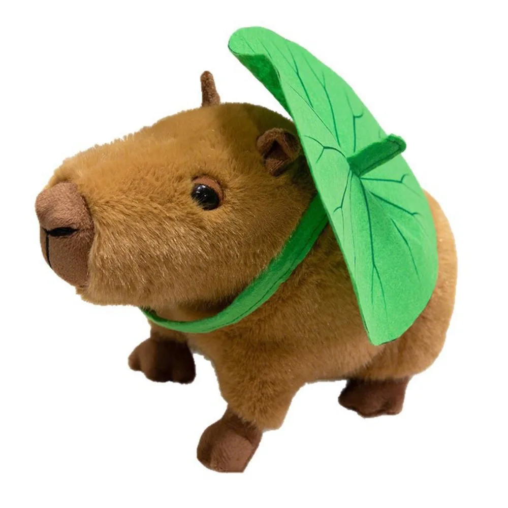 

26cm/36cm Capybara Doll Green Leaves Lotus Leaf Design Capybara Stuffed Soft Material Cute Expression Capybara Animal