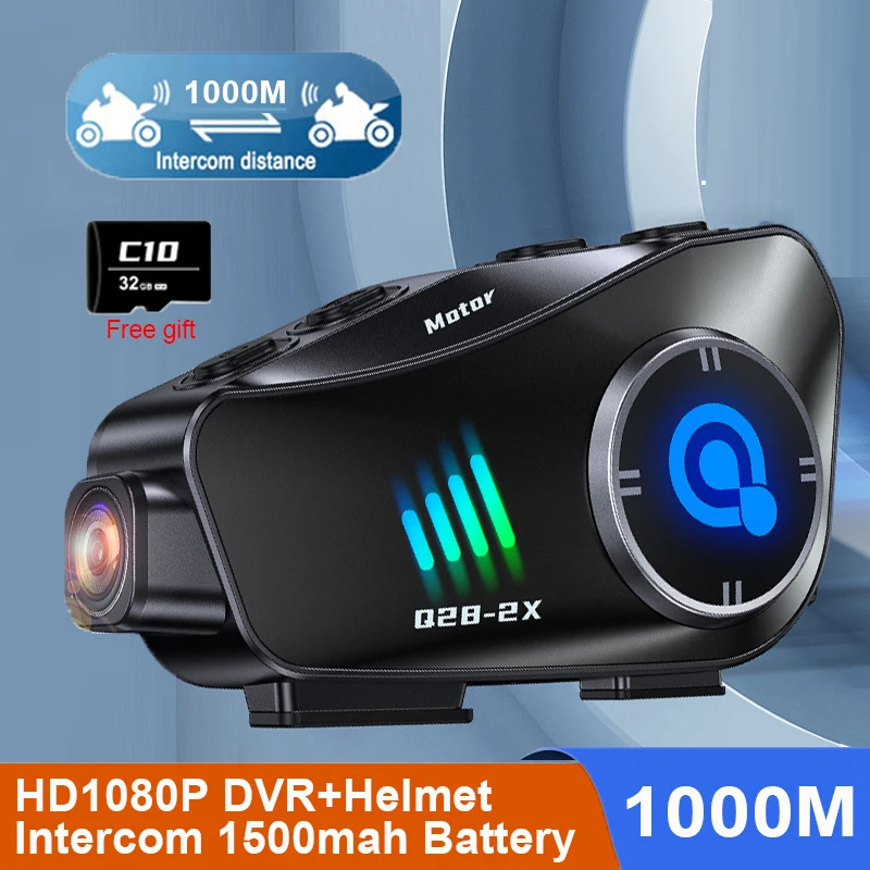 

Q28-2x гарнитура для мотоциклетного шлема DVR 1080P HD Беспроводная камера с супер широкоугольным объективом IP66 водонепроницаемый видеорегистратор с Wi-Fi