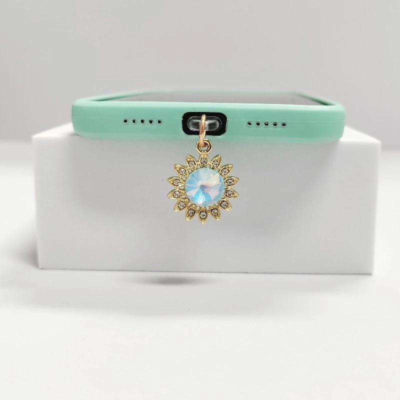 أزياء عباد الشمس نوع C الغبار التوصيل سحر رائعتين الأزهار تهمة ميناء التوصيل آيفون غطاء غبار قلادة ملحقات الهاتف #4