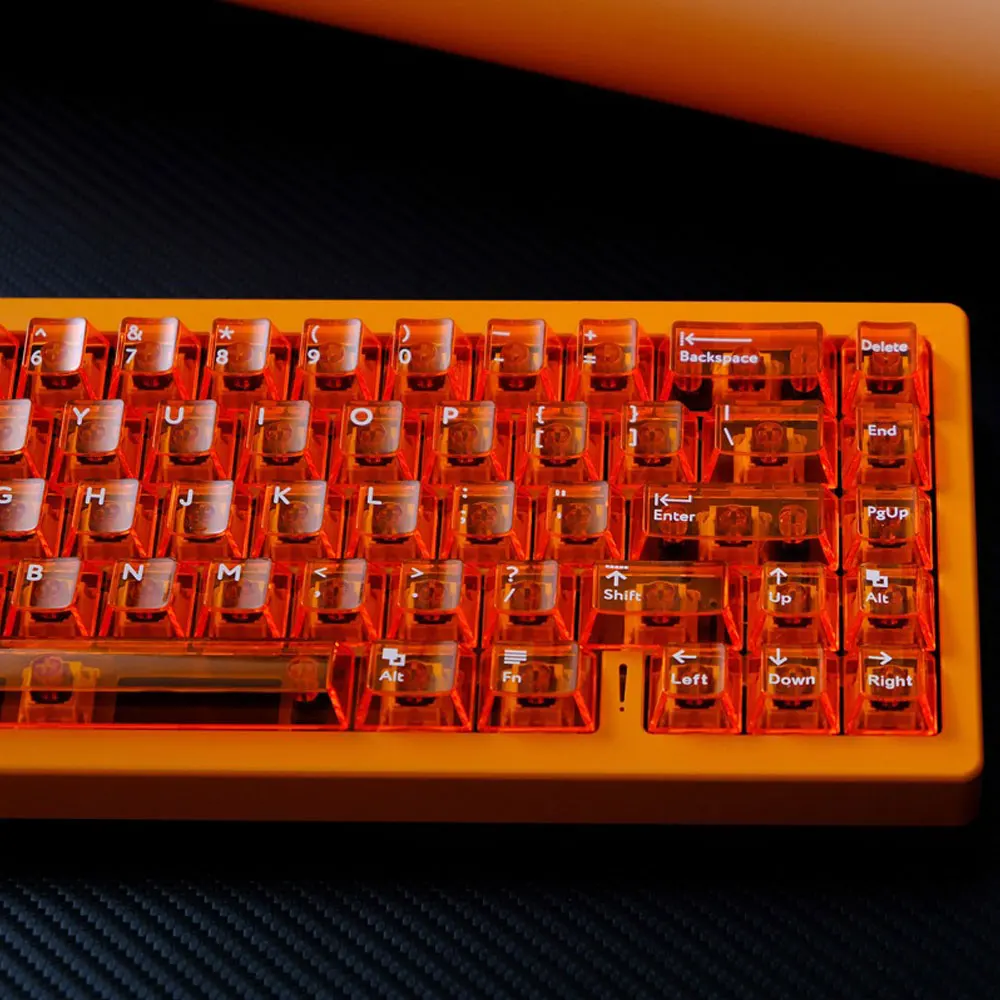 114 Keys Glacier Orange Transparency Keycaps Set Cherry Height PBT Thermal Sublimation For 61 87 98 104 108 Mechanical Keyboard