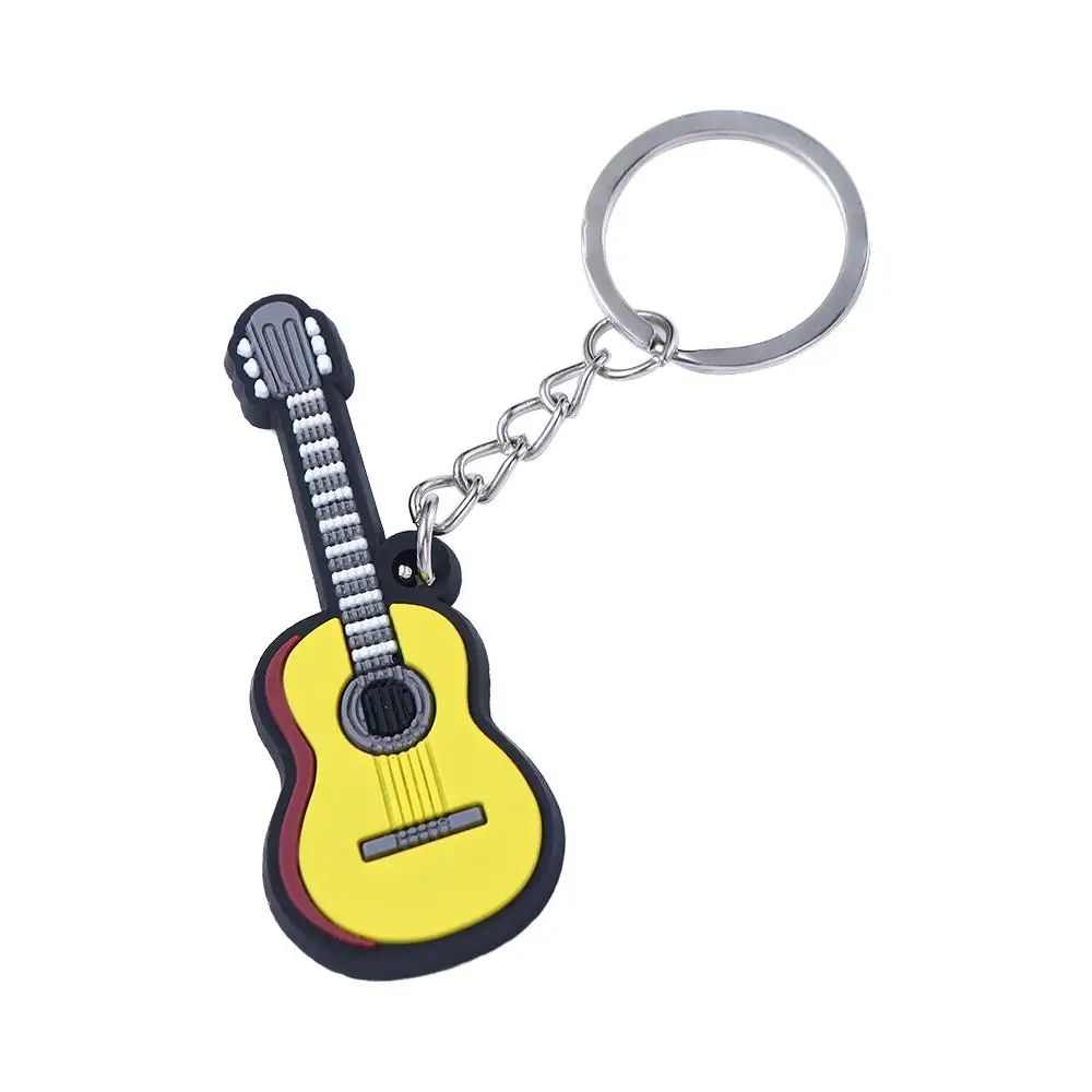 Bag Jewelry Silicone Violin Saxophone Musical Instrument Pendant Guitar Keychain Guitar Keyring Holder Guitar Key Rings