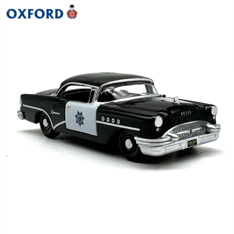 Diecast OXFORD 1:87 Scale Buick Century 1955 Highway Patrol Alloy Car Model Collectible Toy Gift Souvenir Display Ornament