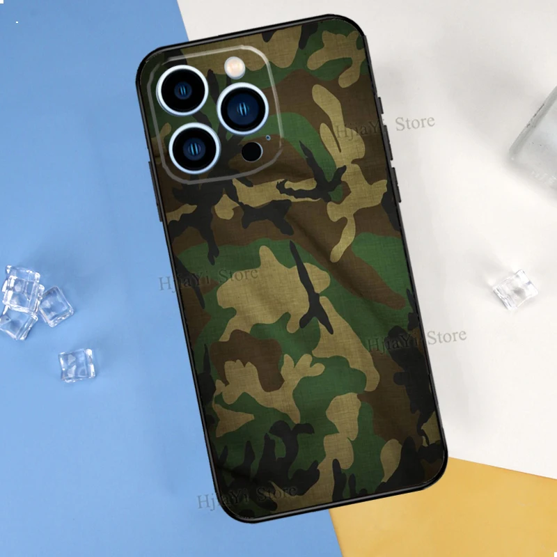 Black Camo Camouflage Phone Case For iPhone 14 11 12 13 Pro X XR XS Max 6 6S 7 8 Plus SE 2020 Back Cover