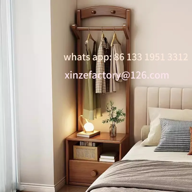 

Customizable small apartment bedside locker, hanger integrated household floor multi-functional storage locker