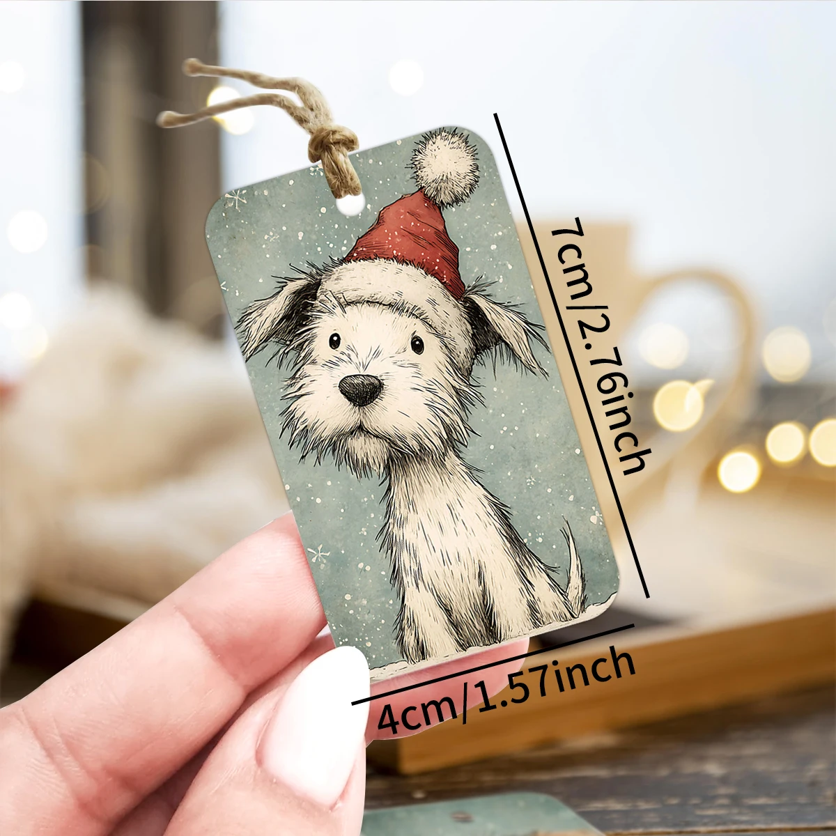50 Stück Weihnachts-Geschenkanhänger mit Hundemotiv und Hanfseil, Etiketten zum Verpacken von Geschenken, Partygeschenken, zur Herstellung von Weihnachtsbaumschmuckkarten – Detail 6