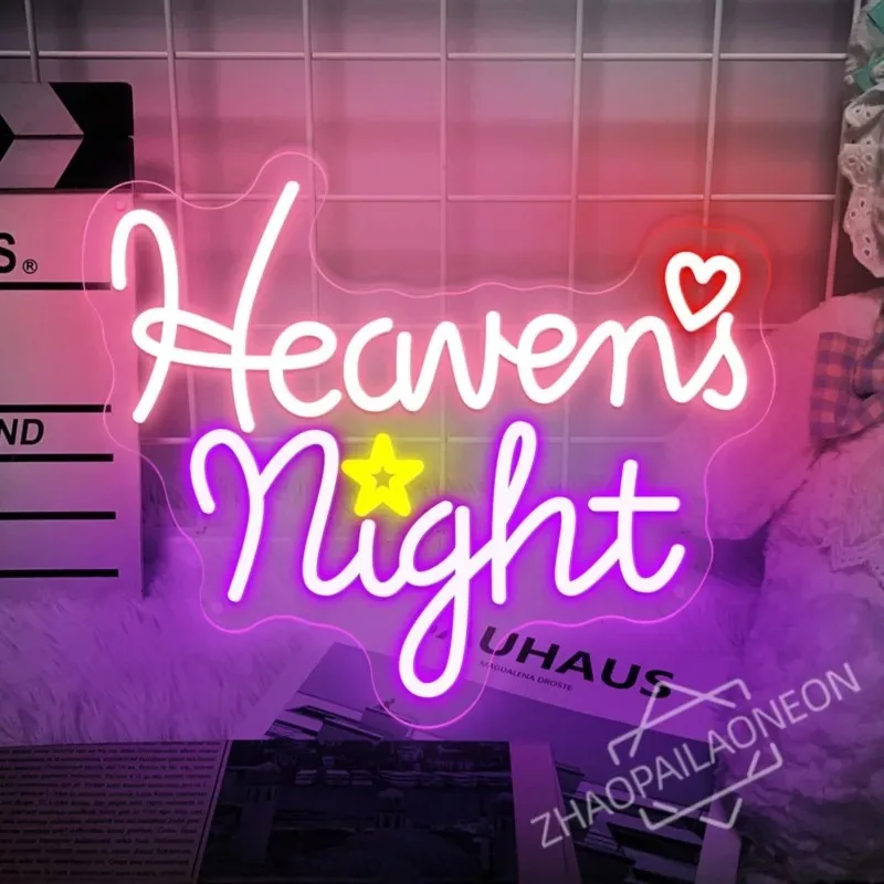 

Heaven's Night Neon Sign Dimmable LED Wall Lamp USB Ambient Lighting For Night Club Pub party Studio Home Interior Art Decor