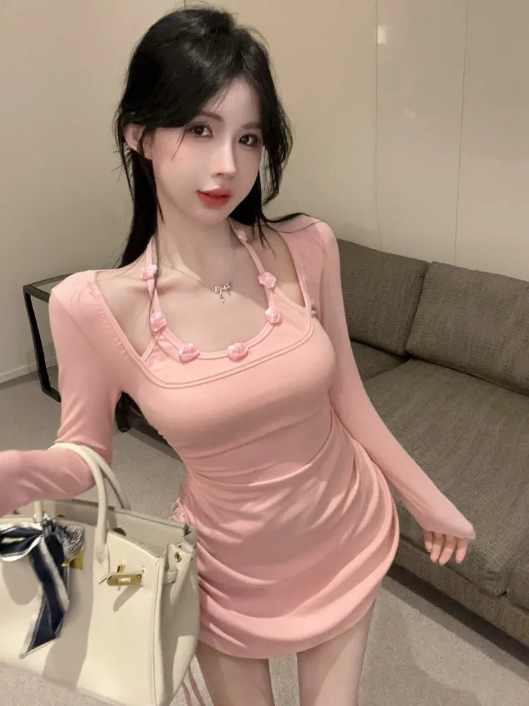

Модное женское платье Sweet Girl с цветочным принтом, длинными рукавами, завязками на шее, плиссированной юбкой и внутренней регулируемой талией на шнурке, осенне-зимнее