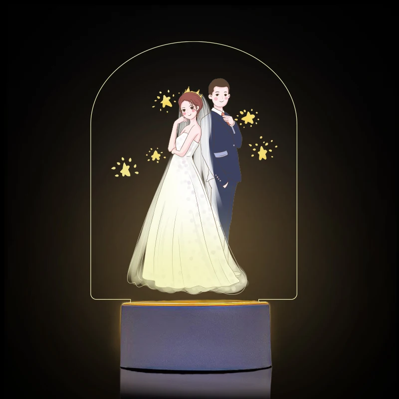 Custom Wedding Photo 3d Night Light Acrylic LED Night Light For Living Room Bedroom