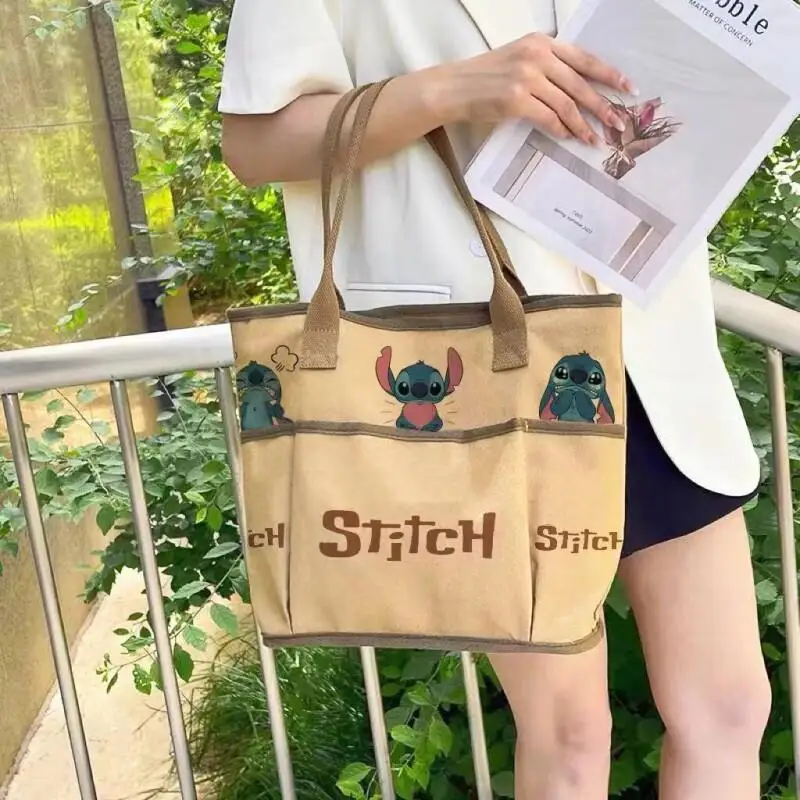 Stitch Anime Canvas Handbags Cartoon Tote Bags Portable Fashion Satchel Large Capacity Commuter Bags Backpacks Gifts for Friends