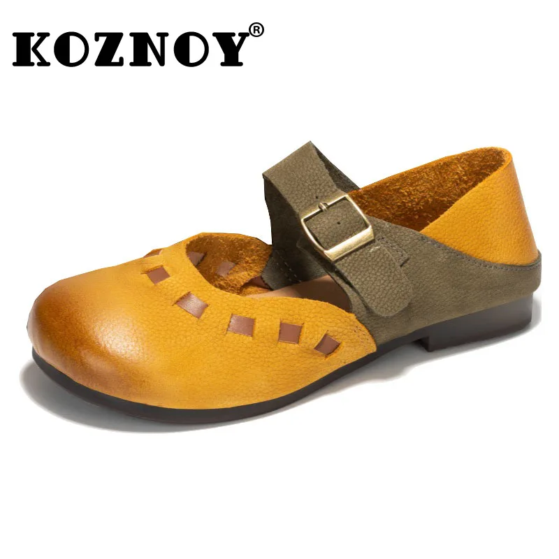 

Koznoy 1.5cm Cow Suede Genuine Leather Flats Rubber Fashion Shoes Women Mary Jane Loafer Platform Wedge Summer Slip on Sandals