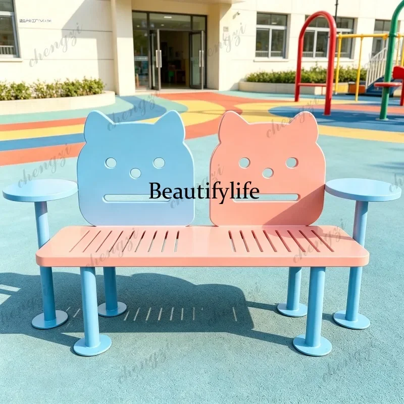 Clock in Park Lounge Chair Cafe Indoor Outdoor Commercial Street Double Creative Bench Chair Dopamine