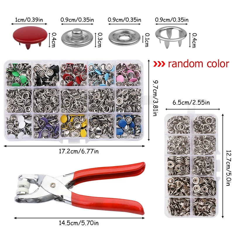 LMDZ Five Claw Buckle Clamp Set 10 Colors DIY Hand Pliers Tool Sewing Buttons Snap Fasteners Kit for Baby's Clothes and Shoes