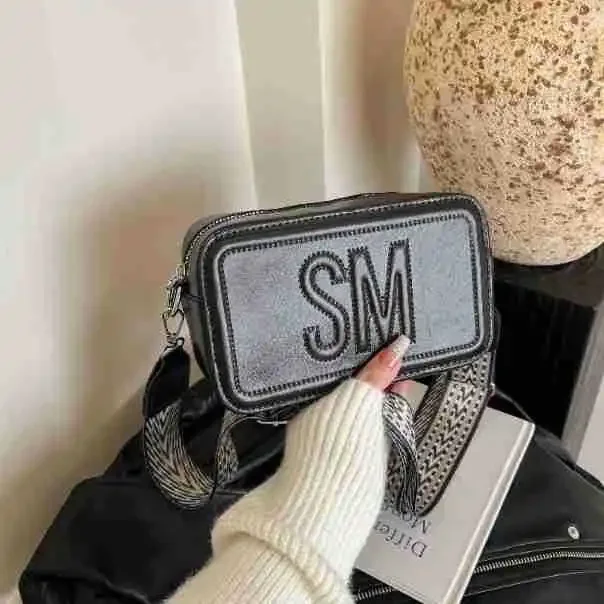 

Letter wide shoulder strap single shoulder messenger bag versatile casual bag