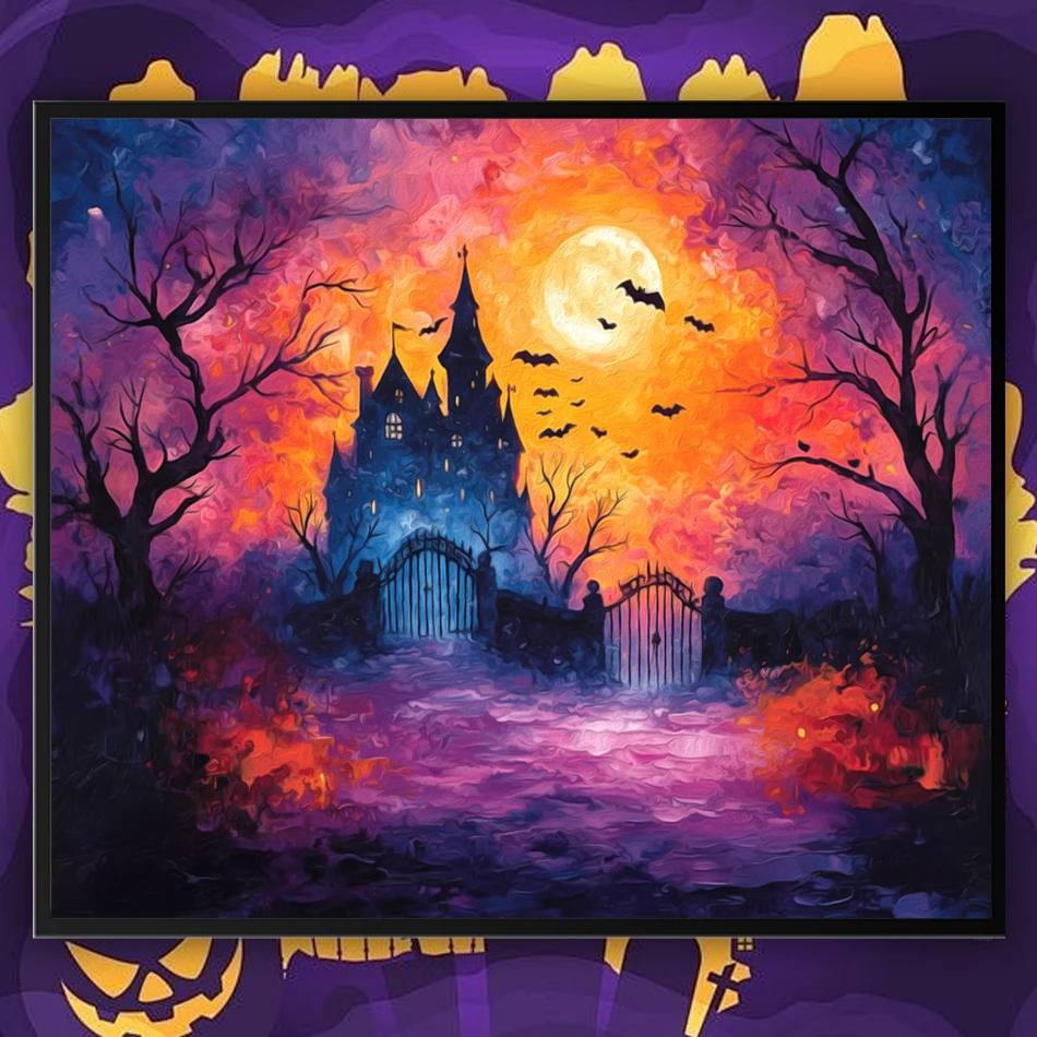 

GATYZTORY Paintings For Painting By Numbers Paint Kit Halloween Castle Landscape Simple Digital Oil Painting Handiwork Pictures