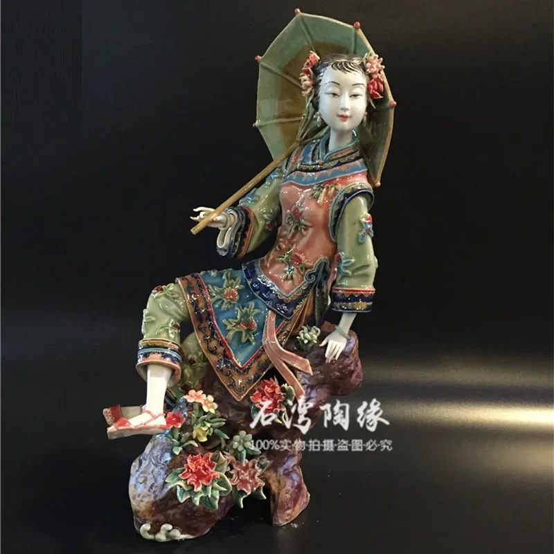 Chinese Style Handmade Classical Ancient Beautiful Women Statue Lady Art Sculpture Ceramic Craft Gift Home Decoration Abstract