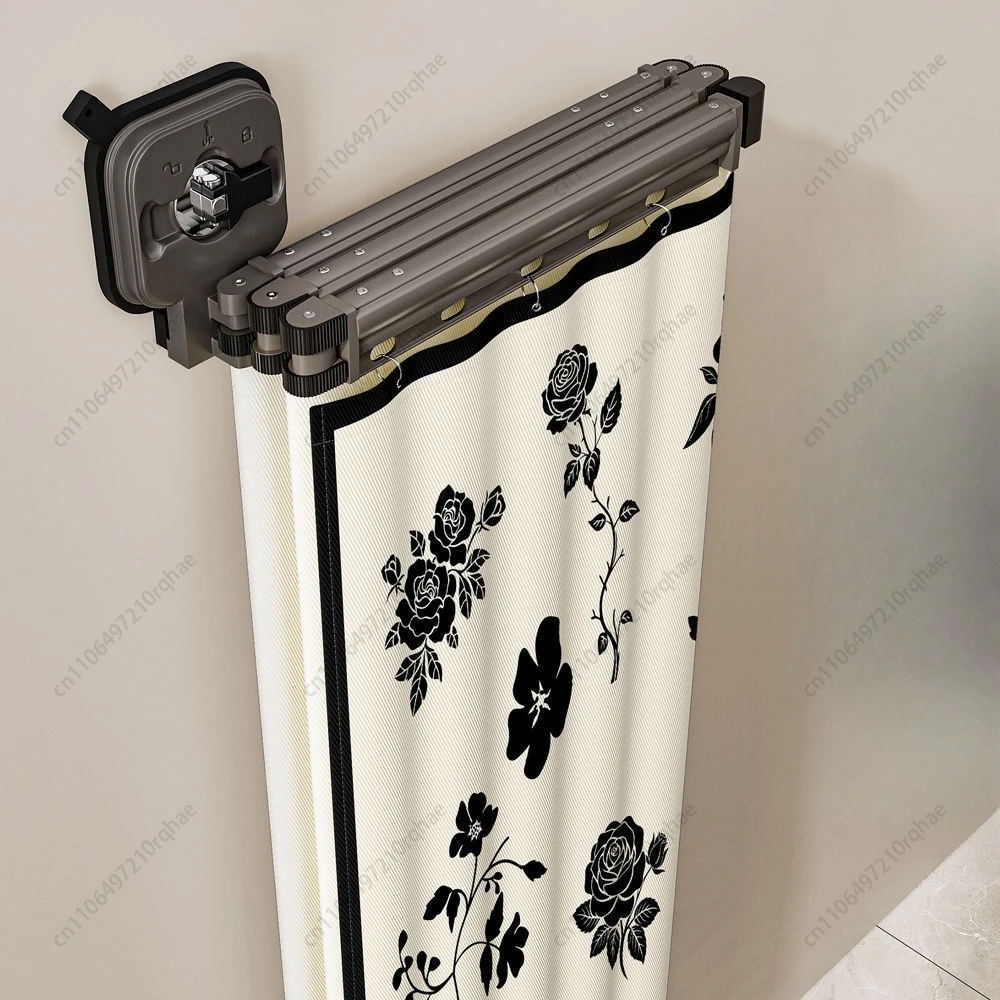 

Thickened Invisible Folding Shower Curtain Rod Waterproof Cloth Dry and Wet Separation Shower Curtain