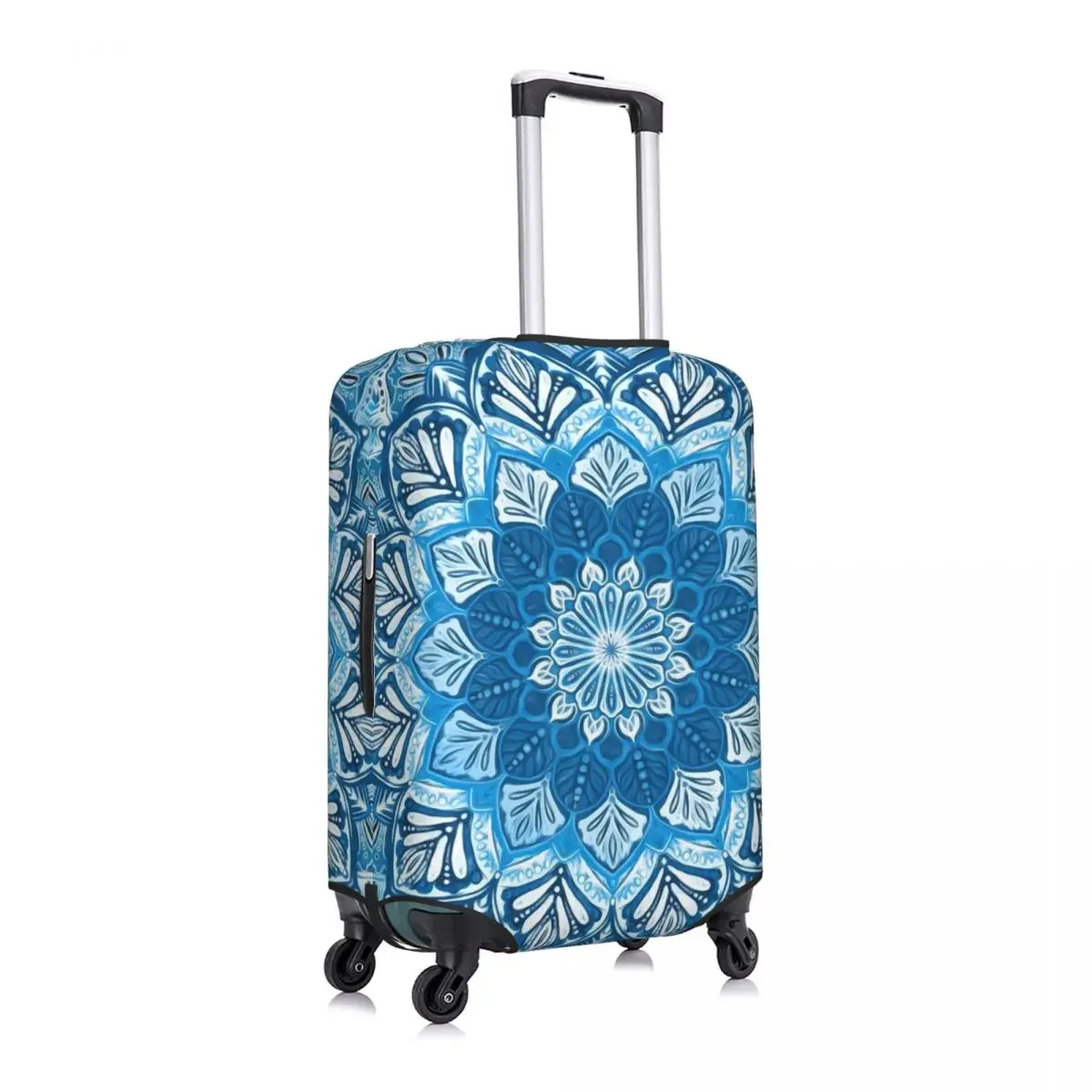 Vintage Boho Floral Suitcase Cover Blue Mandala Travel Vacation Practical Luggage Supplies Protection